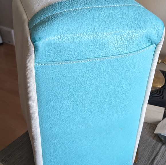 Tiffany blue and off white large leather and fabric tote with original dust bag - Picture 6 of 15